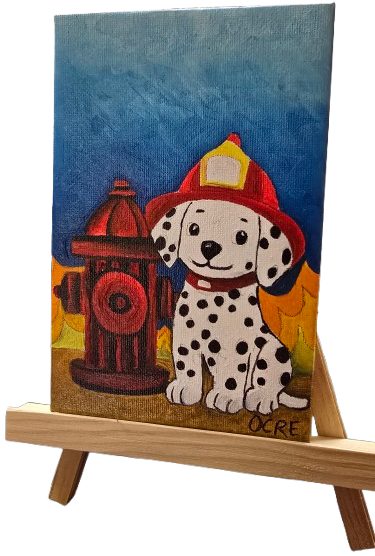 Pintura al oleo Bombero dálmata - Imagen 2