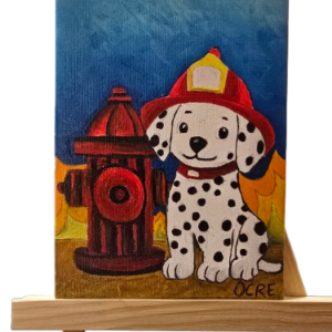 Pintura al oleo Bombero dálmata